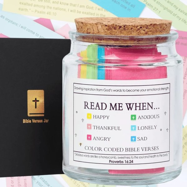 Handmade Bible Verse Gift Jar, 90 Day Devotional with Uplifting Messages for All Feelings