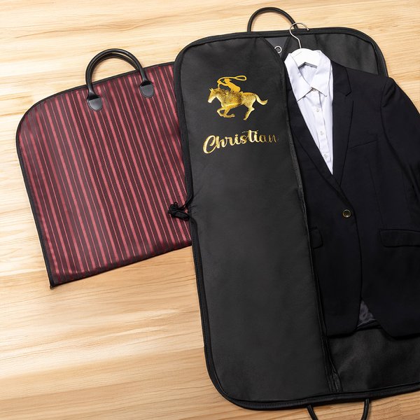 Personalized Horse Pattern Waterproof Hanging Garment Bag with Name, Travel Accessory, Birthday Gift for Equestrian Enthusiasts