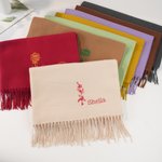 Echarpe brodée personnalisée au nom de la fleur de naissance, écharpe chaude multicolore super douce, cadeau d'anniversaire, de Noël et d'hiver pour le couple et la famille