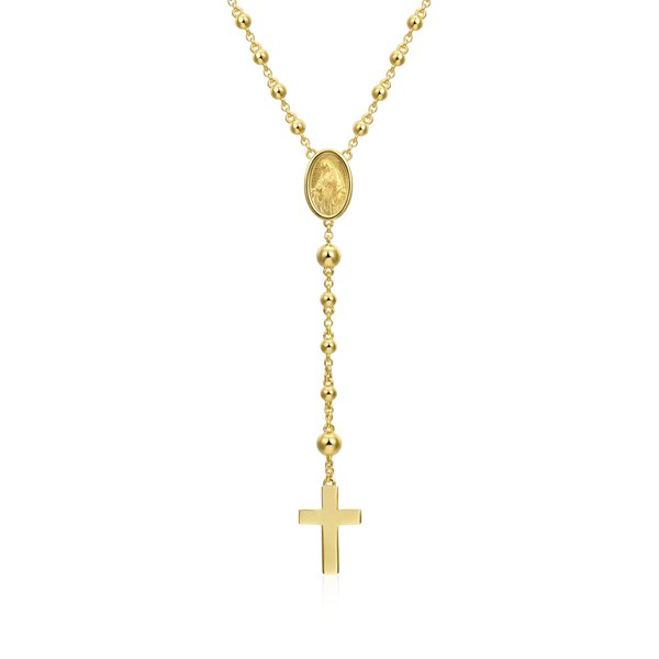 Personalized Virgin Mary Rosary Necklace with Cross, Sterling Silver 925 Spiritual Religious Jewelry, Baptism/First Communion Gift for Him/Her