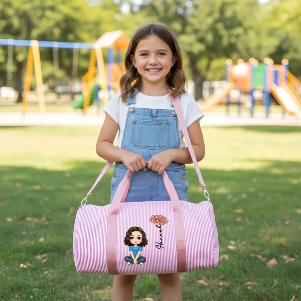 Sac de voyage personnalisé avec personnage de dessin animé et fleur de naissance pour enfant Sac de sport pour la nuit Cadeau d'anniversaire pour garçons et filles