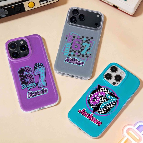 Personalized Six Seven Gen Z Tween Phone Case with Name, TPU 67 Phone Case for iPhone, Birthday/Back to School Gift for Teen/Grandkid