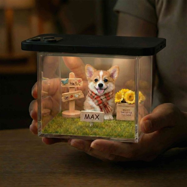 Boîte d'affichage holographique 3D pour animaux de compagnie, souvenir numérique avec tenues changeantes, cadeau commémoratif pour les amoureux des animaux de compagnie, les propriétaires de chiens et