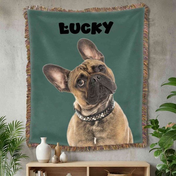 Personalized Pet Photo Multicolor Tassel Soft Throw Blanket with Name Daily Uae Birthday Gift for Dog Cat Owners Lovers