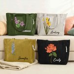 Personalisierte Geburt Blume Cord große Kapazität Tragetasche mit Namen täglichen Gebrauch Geburtstag Geschenk für Frauen