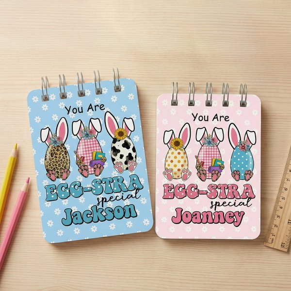 Cahier de notes personnalisé avec nom, tu es un œuf de Pâques, cahier de poche A7, accessoire de voyage, cadeau de Pâques ou de rentrée scolaire pour les enfants.
