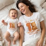 Personnalisé 1ère fête des mères Animaux Maman Bébé T-shirt 100% coton Combinaison bébé Assortie au nom et à l'année Cadeau de fête des mères pour bébé Maman