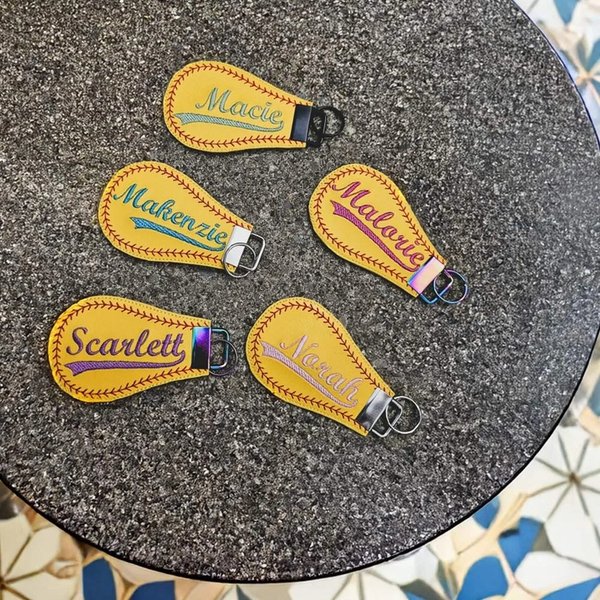 Personalized Embroidered Baseball & Softball Bag Tag, Custom Name Keychain Luggage Tag, Ideal Sports Gift for Players