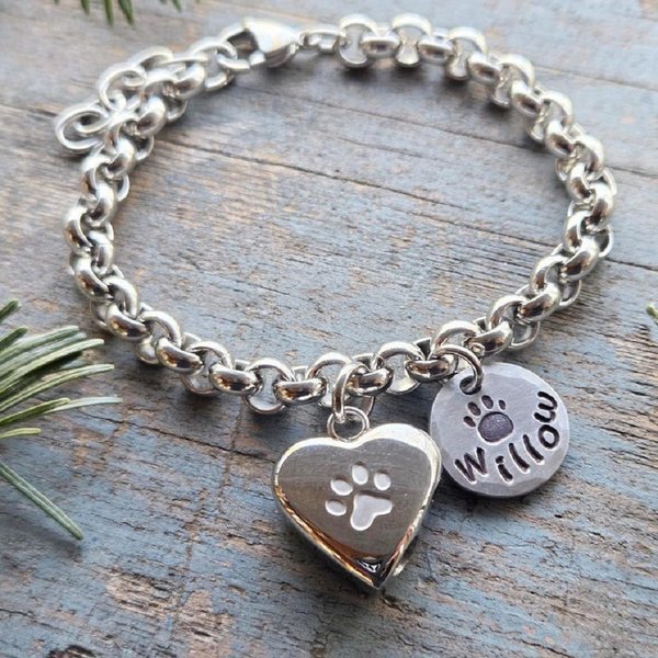 Personalized Pet Cremation Urn Bracelet with Name, Dog or Cat Memorial Jewelry, Sympathy Gift for Pet Owners