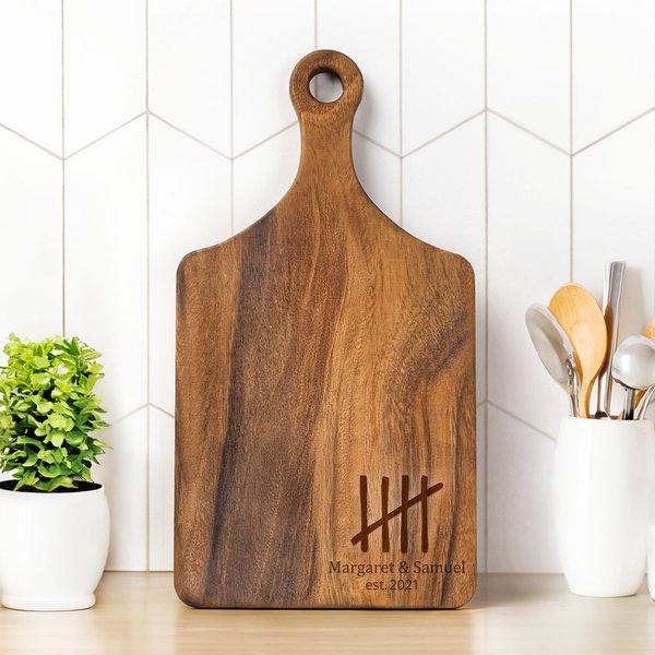 Personalized Fifth Anniversary Wood Charcuterie Cutting Board with Names and Year Kitchen Decor Anniversary Gift for Wife Husband Couple
