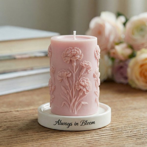 Personalized Birth Flower Scented Candle with Matching Flower Scent and Text, Home Decor, Meaningful Mother’s Day/Birthday Gift for Mom/Grandma