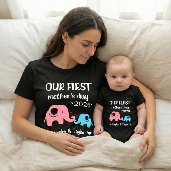 Personnalisé Ourson Lapin Fantaisie Licorne 100% Coton Bodysuit Bébé T-shirt Assortis avec Nom Premier Cadeau de Fête des Mères pour Nouveau-né Nouvelle Maman
