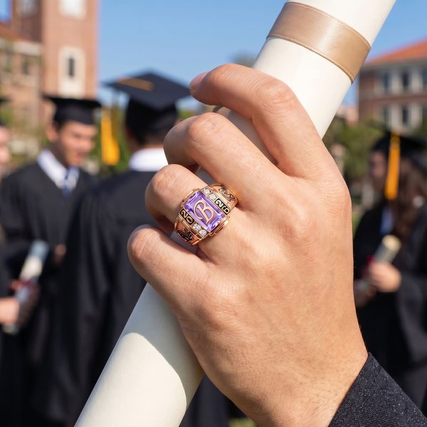Personalized Graduation Class Ring with Birthstone, School Name & Year, Class of 2026 Gift for Graduate