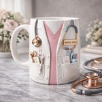 Tasse à café personnalisée pour infirmière avec nom, design médical avec stéthoscope, cadeau d'appréciation/de graduation pour infirmière/personnel médical/elle