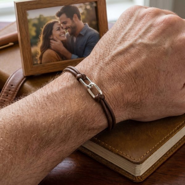 Bracelet personnalisé pour homme avec nom de famille, bijoux minimalistes, cadeau d'anniversaire/de fête des pères pour papa/mari/homme