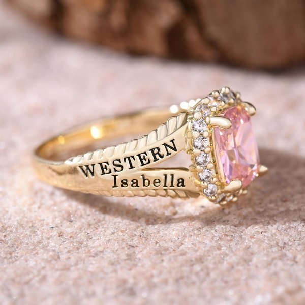 Custom Sorority Birthstone Class Ring with Name, Graduation Jewelry for Women, Sisterhood Keepsake, Senior Ring Day Gift for Girls