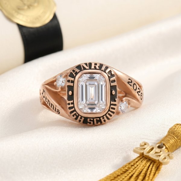 Personalized Graduation Class Ring with Birthstone, School Name & Year, Class of 2026 Keepsake, Graduation Day Gift for Her/Him/Grad