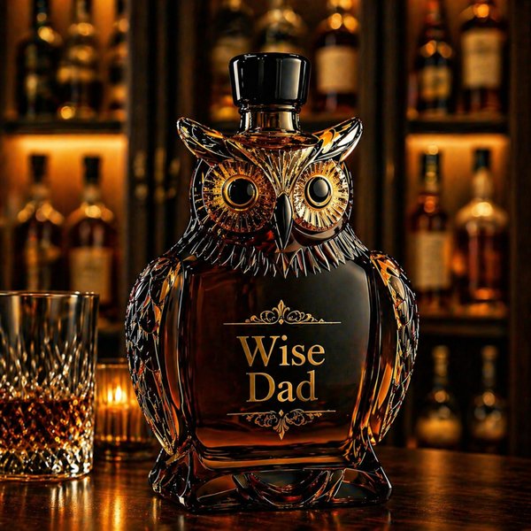 Personalized Engraved Owl Shaped Whiskey Bottle with Text, Night Owl Liquor Decanter, Unique Bar Decor, Wise Dad/Birthday Gift for Him/Whiskey Lovers