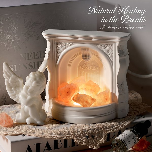 Personalized Crystal Fireplace Aromatherapy Lamp with Oil Diffuser, Vintage Night Light Decor, Birthday/Housewarming Gift for Her/Friend