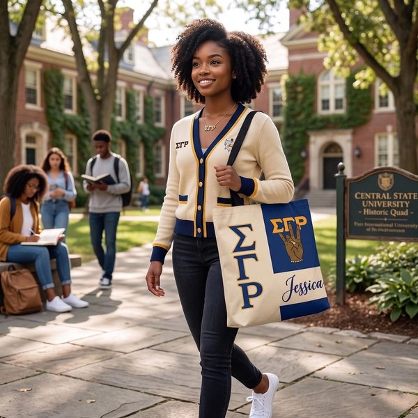 Personalized Sigma Gamma Rho Tote Bag with Name, Large Capacity Reusable Sorority Beach Bag, Vacation Travel Bag, College Gift for Her/Sisters