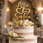 Custom Engraved Wedding Cake Topper with Couple Names & Date, Rustic Personalized Cake Topper, Perfect Wedding Reception Decor