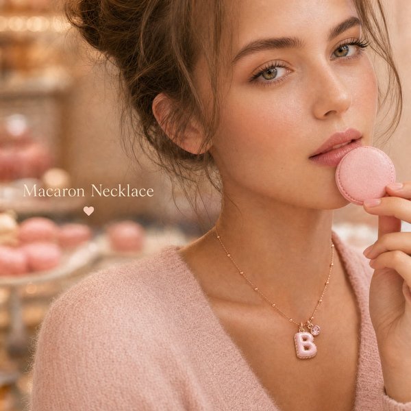 Personalized Macaron Initial Necklace with Birthstone, Pastel Glitter Enamel Letter Charm, Birthday/Bridal Gift for Her/Best Friend