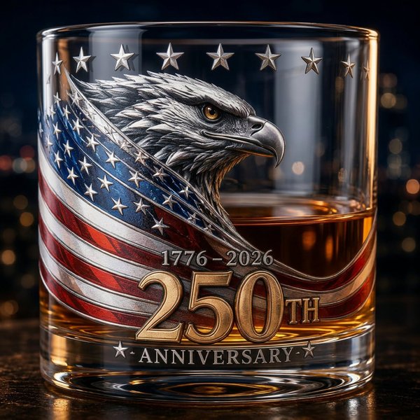 Anniversary Whiskey Glass, Eagle Pattern Bourbon Glass, Stylish Barwar, Festive Gift for Men/Dad/Husband/Veterans