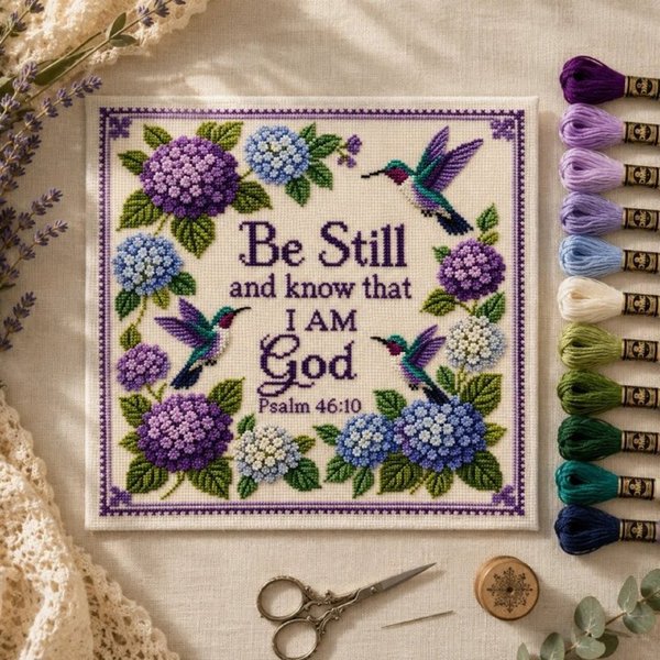 Christian Cross Stitch Kit for Adults, Bible Verse & Sacred Heart Embroidery Set, Religious DIY Needlepoint Craft, Faith Home Decor Gift for Women
