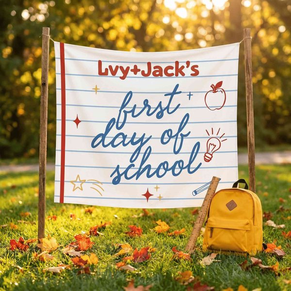 Personalized First Day of School Banner, Back to School Photo Backdrop, Home & Classroom Decor, Back to School Season Gift for Kids