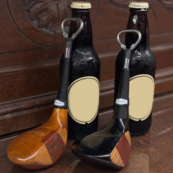 Personalized Vintage Golf Club Bottle Opener with Wooden Driver Head, Upcycled Sports Bar Tool, Father's Day/Birthday Gift for Golfer/Him