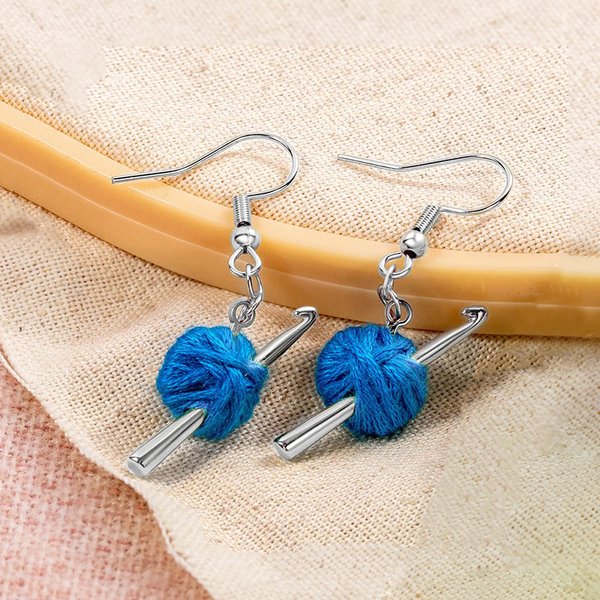 Ohrringe in Form kleiner Wollknäuel, Mini-Häkelnadel-Ohrringe, niedlicher Häkel-Schmuck, Thanksgiving-/Weihnachtsgeschenke für Strick- und Häkelfans