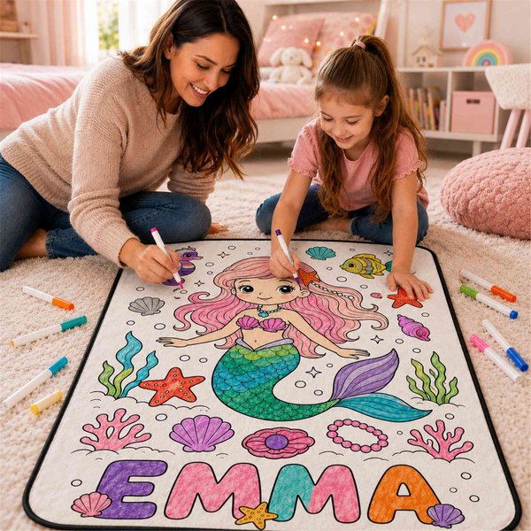 Ensemble de couvertures en polaire à colorier pour enfants, personnalisées avec leur prénom, avec des feutres assortis, couverture à peindre soi-même sur le thème des dessins animés, cadeau d'annivers