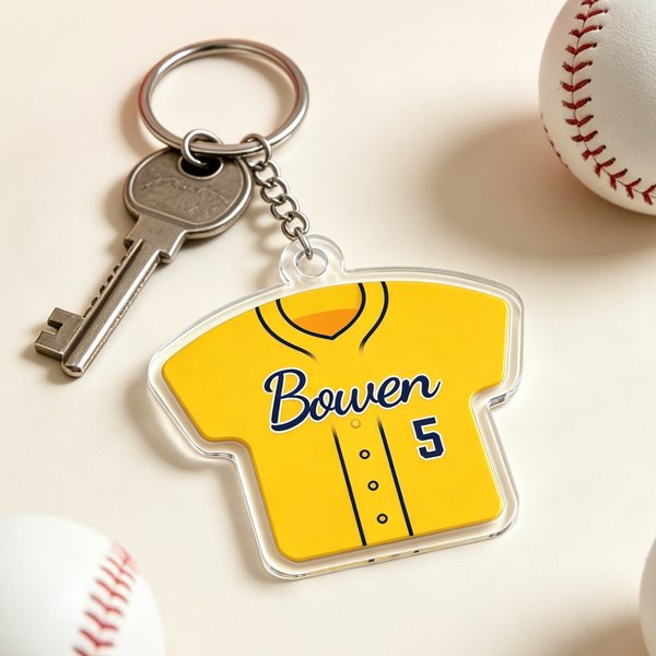 Personalized Baseball Jersey Acrylic Bag Tag Keychain with Name and Number Daily Use Birthday Team Gift for Baseball Player