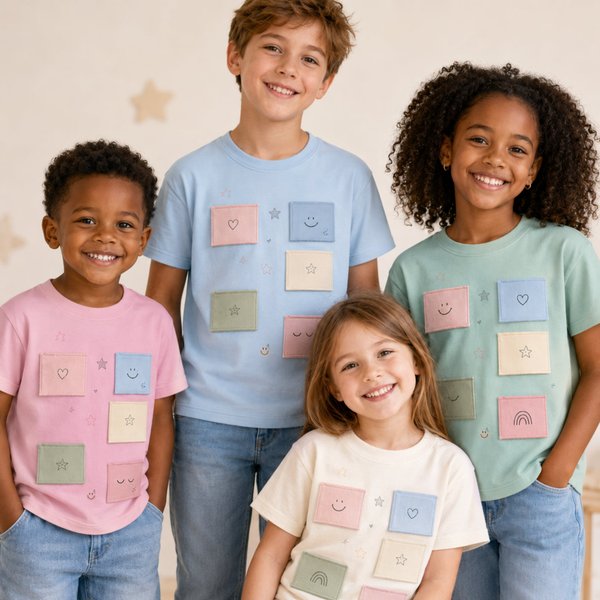 Personalized Kids Affirmation Flip Patch T-Shirt with 5 Patches, Interactive Encouragement Tee, Birthday/Back-to-School Gift for Boys/Girls