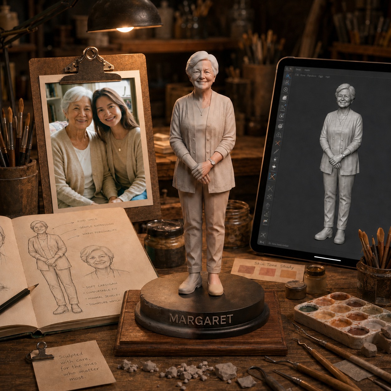 3D design preview of personalized keepsake statue, look 2