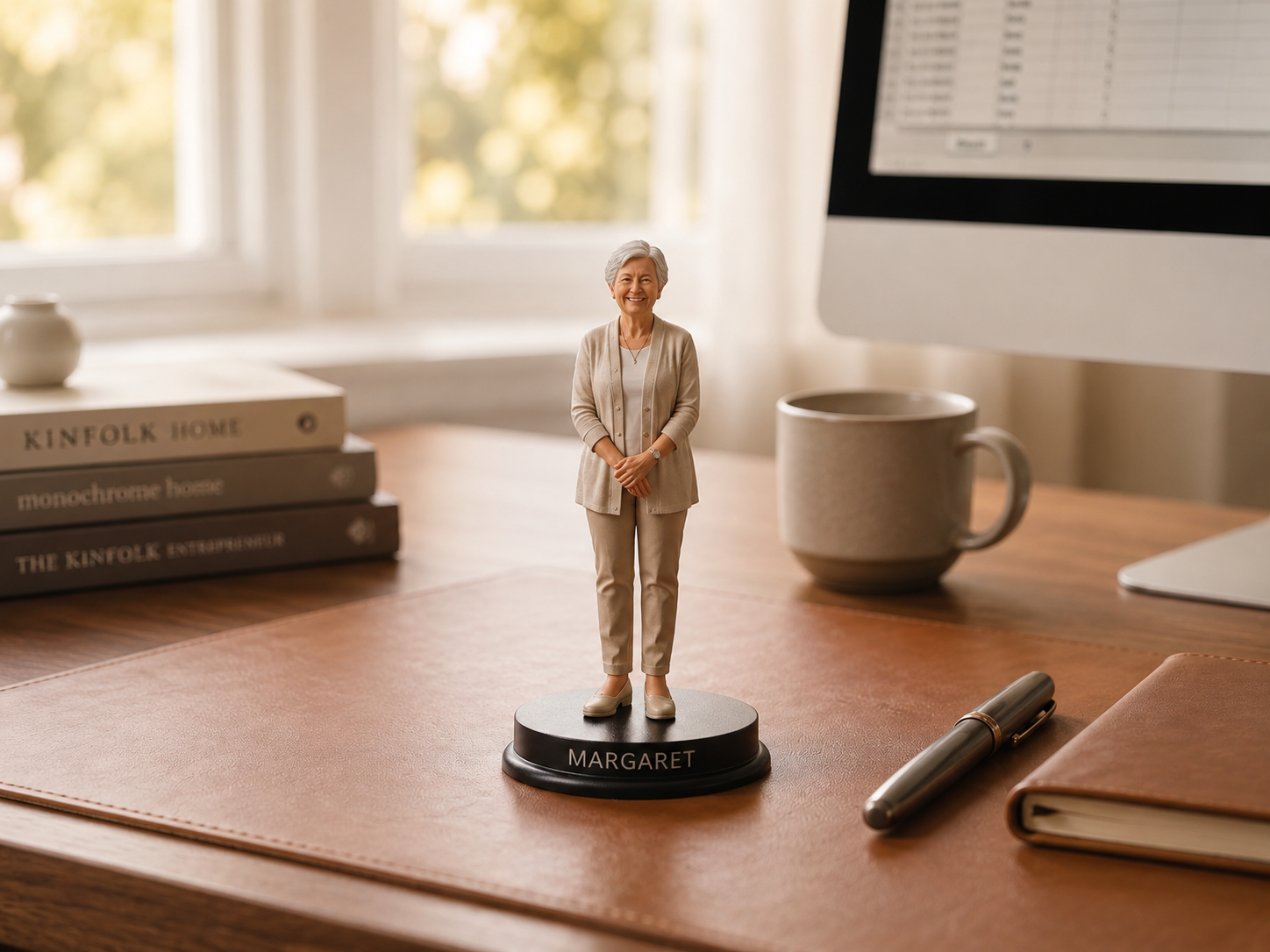 Personalized keepsake statue displayed in studio