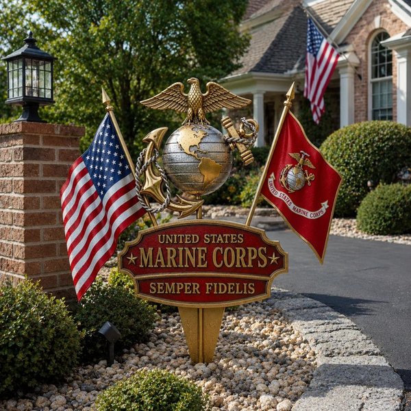 Patriotic Service Tribute Garden Stake Sign, Veteran Memorial Yard Ornament, Outdoor Plaque, Retirement/Veterans Day Gift for Former Service Members