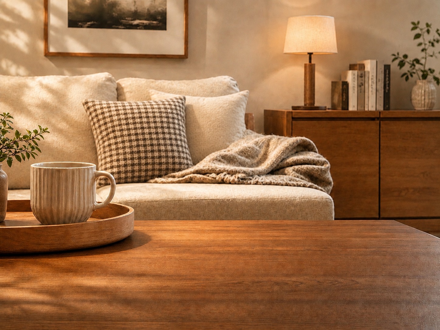 Warm living room display setting