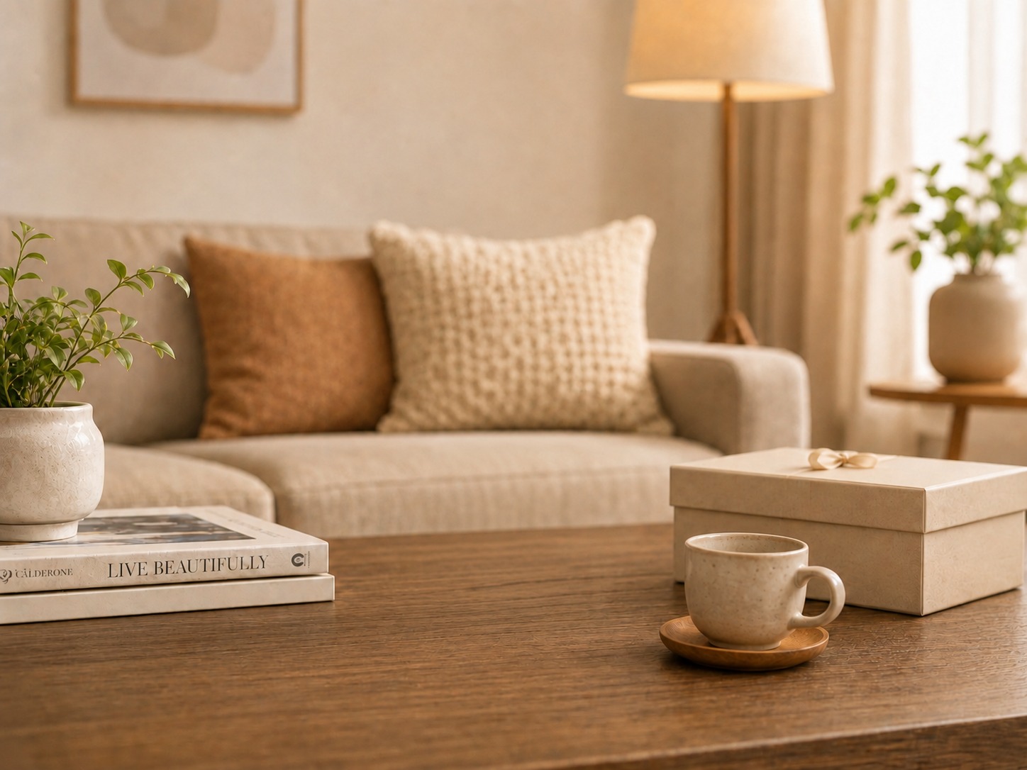 Warm living room display setting