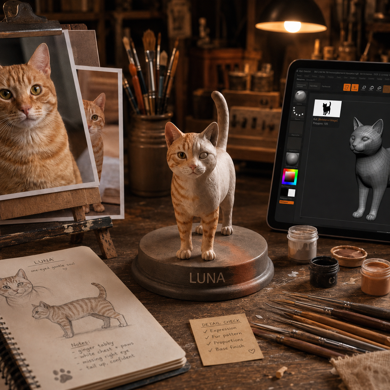3D design preview of personalized keepsake statue, look 3