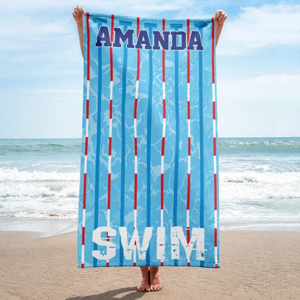 Swimming towel personalized gift for swimmer, team, coach gift. Custom name pool towel, beach towel, Swim Instructor, swim lessons towel