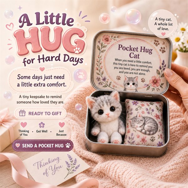 Pocket Hug Plush Keepsake Tin, Mini Portable Comfort Pocket Plush Toy, Sweet Small Surprise Gift for Kids