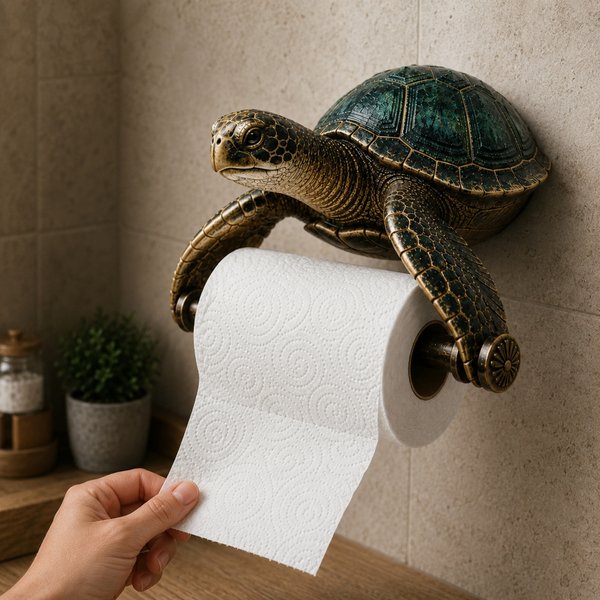 Porte-papier toilette « Ocean Guardian » avec motif tortue/requin/pieuvre, décoration de salle de bain en résine à fixer au mur, cadeau de pendaison de crémaillère ou pour la fête des Pères destiné au