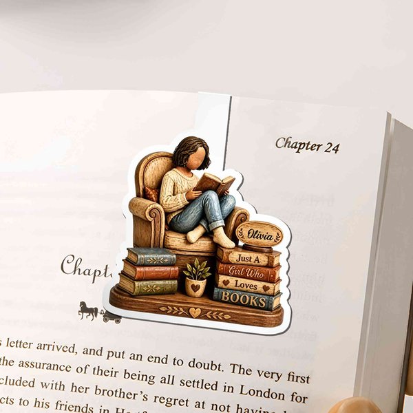 Personalized 3D-Effect Artwork Bookworm Boy Magnetic Bookmark Clip with Name Birthday Back to School Christmas Gift for Book Lover Bookworm