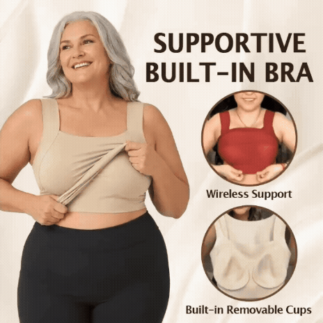Women’s Fleece‑Lined Built‑In Comfort Bra Tanktop, Cozy Winter Base Layer, Holiday/Birthday Gift for Her/Wife/Mom