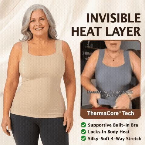 Women’s Fleece‑Lined Built‑In Comfort Bra Tanktop, Cozy Winter Base Layer, Holiday/Birthday Gift for Her/Wife/Mom