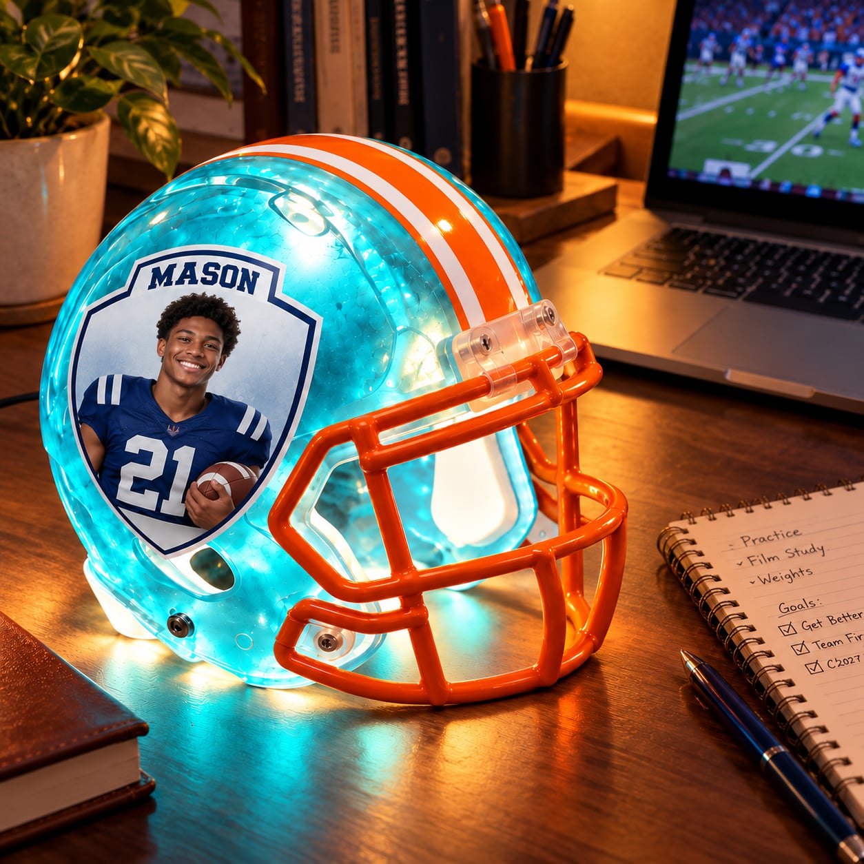 Personalized Photo Football Helmet LED Lamp