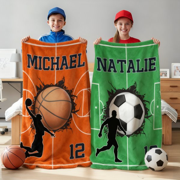 Personalisierte Baseball Fußball Basketball weiche Decke mit Namen und Nummer Home Decor Geburtstagsgeschenk für Sportliebhaber werfen